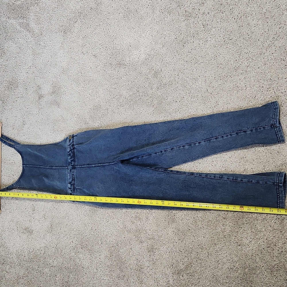 Z Supply Terry Knit Denim Criss Cross Overall Blue Wash Size Medium - Picture 11 of 13